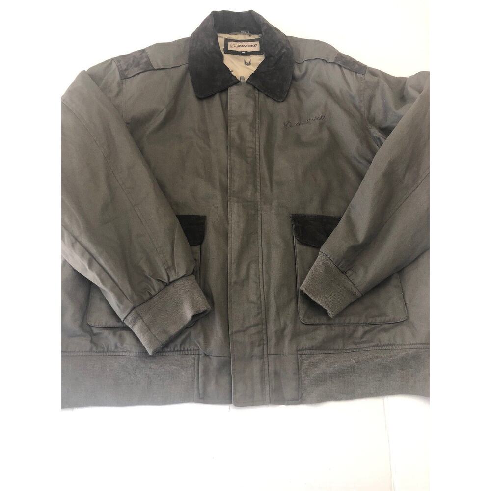 BOEING Aerospace Brown Men's Coat Heavy Jacket Size XXL Leather Suede Accents
